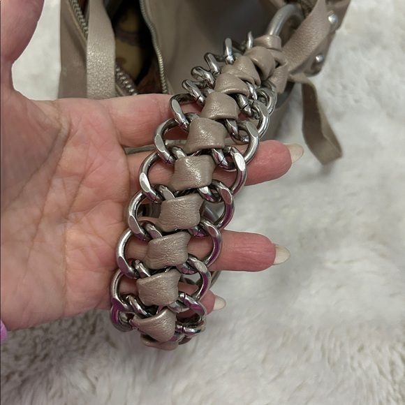 B. Makowsky Taupe Metallic Leather Hobo Bag - Picture 5 of 12